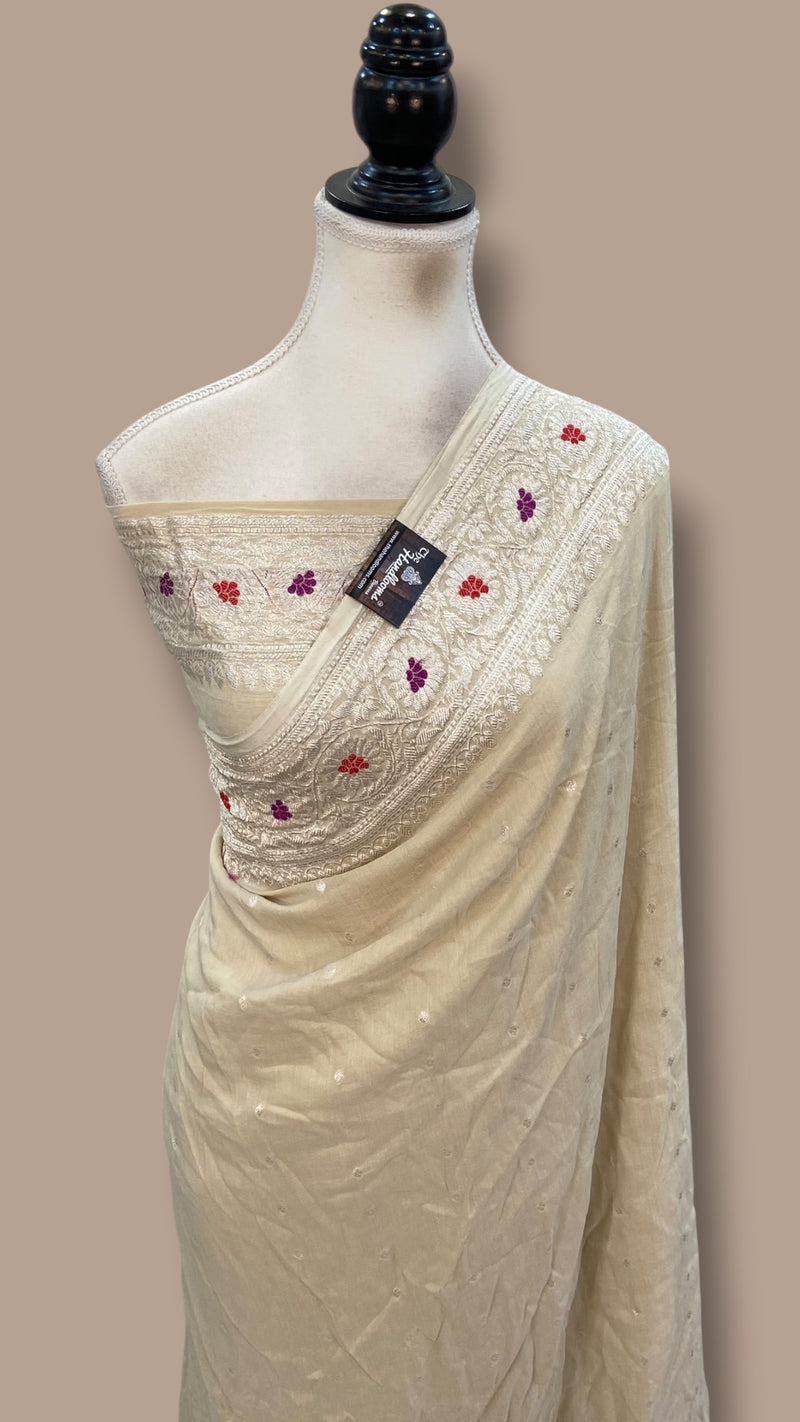 Pure Moonga Georgette Handloom Banarasi Saree - The Handlooms