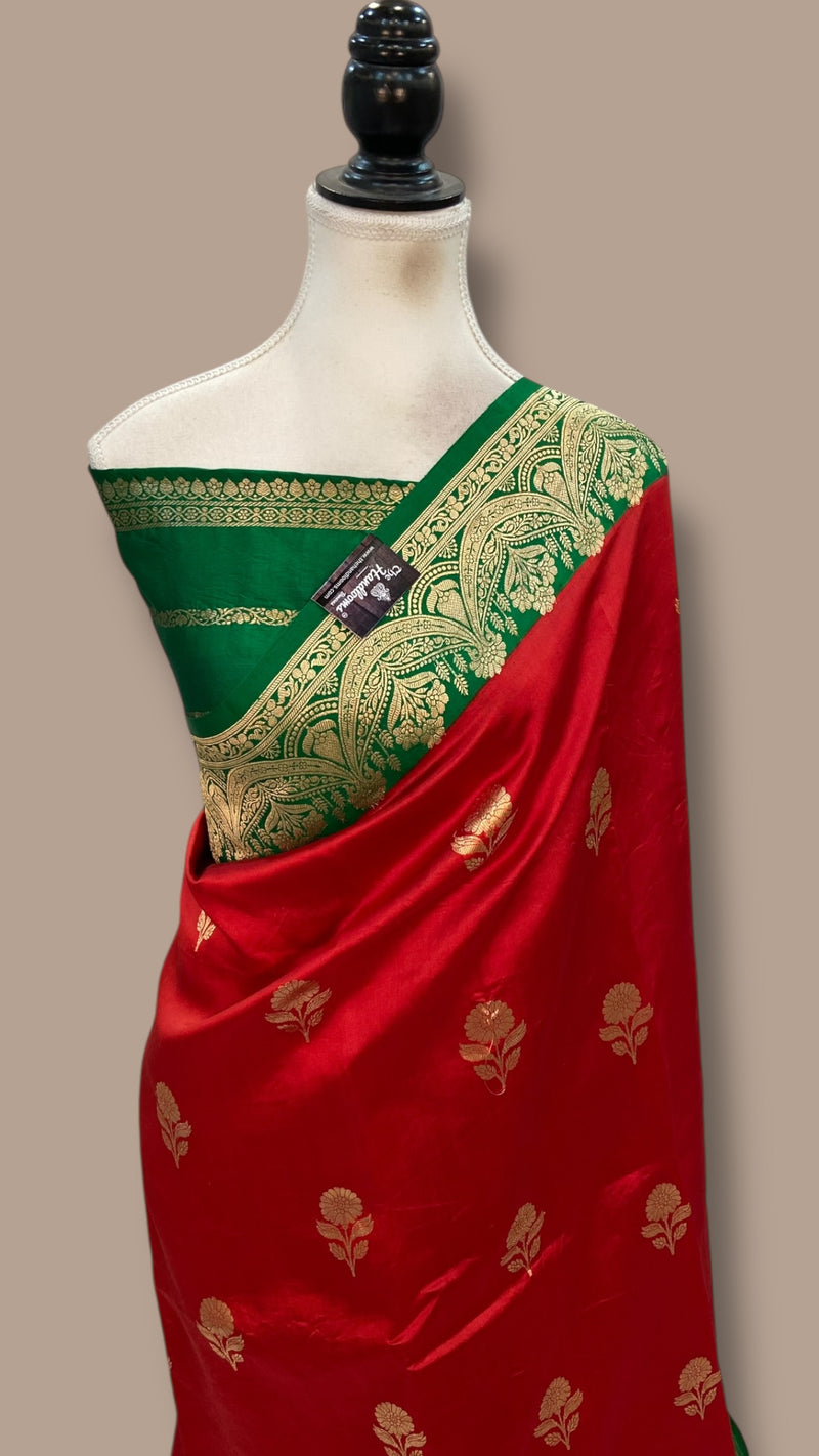 Pure Katan Silk Banarasi Handloom Saree - All Over Kadua Motifs - The Handlooms