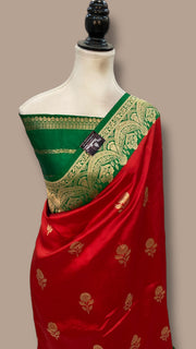 Pure Katan Silk Banarasi Handloom Saree - All Over Kadua Motifs - The Handlooms