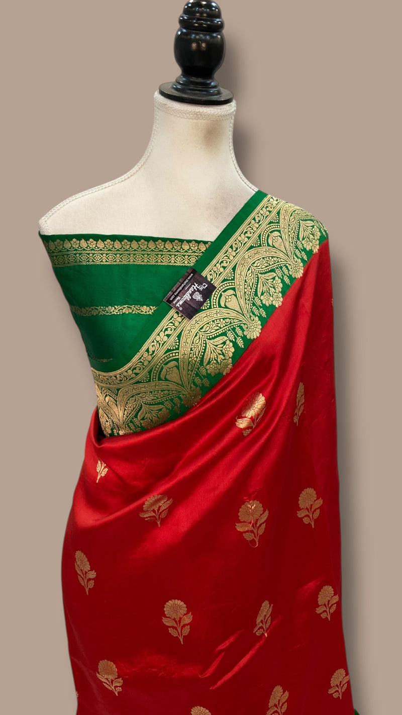 Pure Katan Silk Banarasi Handloom Saree - All Over Kadua Motifs - The Handlooms