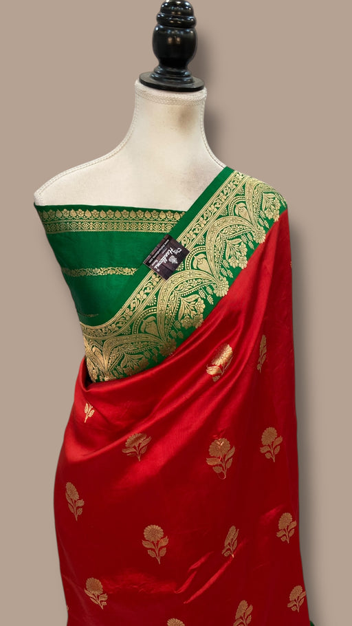 Pure Katan Silk Banarasi Handloom Saree - All Over Kadua Motifs - The Handlooms