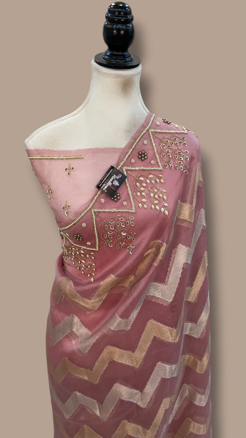Pure Kora Silk Handloom Banarasi Saree - Handwork