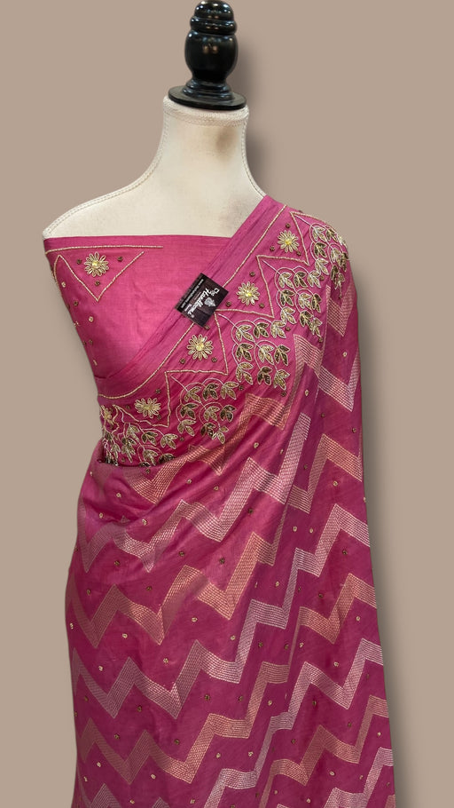 Pure Tussar Silk Handloom Banarasi Saree With Handwork - The Handlooms