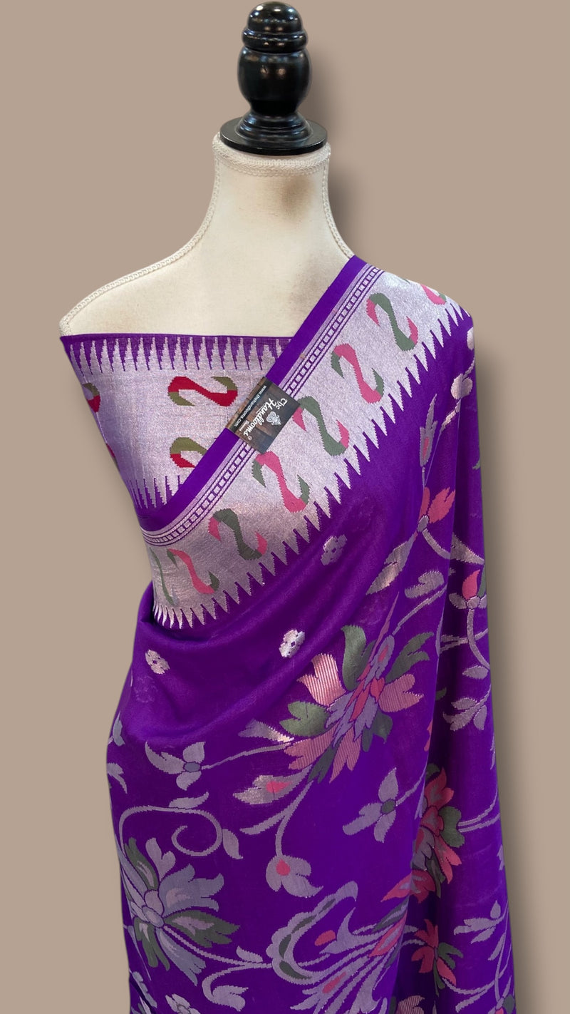 Pure Tussar Georgette Handloom Banarasi Saree With Meenakari
