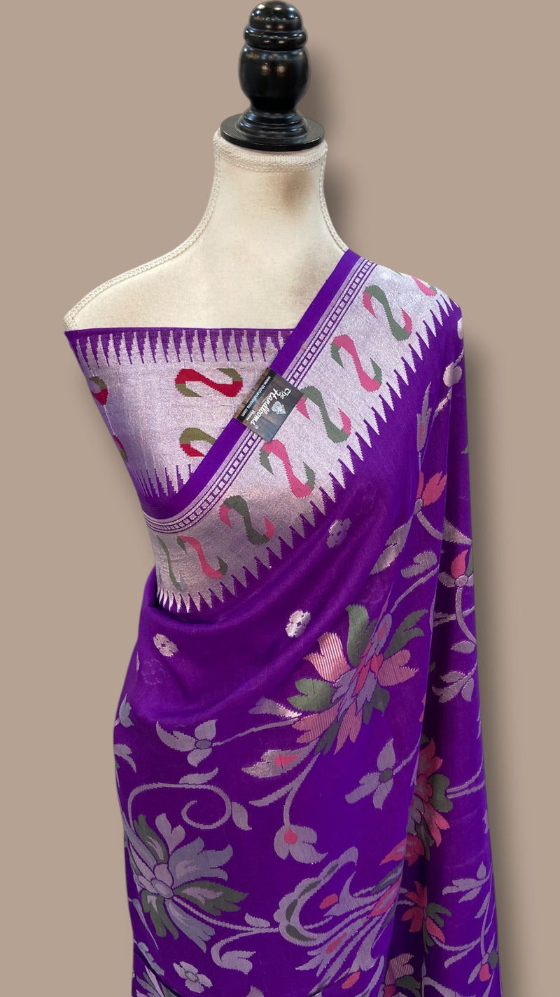 Pure Tussar Georgette Handloom Banarasi Saree With Meenakari