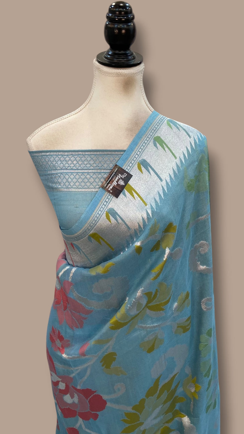 Pure Tussar Georgette Handloom Banarasi Saree With Meenakari
