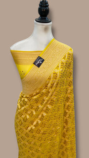 Pure Georgette Banarasi Bandhej Handloom Saree - The Handlooms