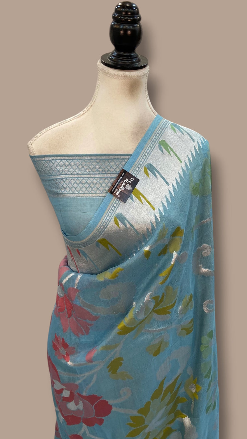 Pure Tussar Georgette Handloom Banarasi Saree With Meenakari