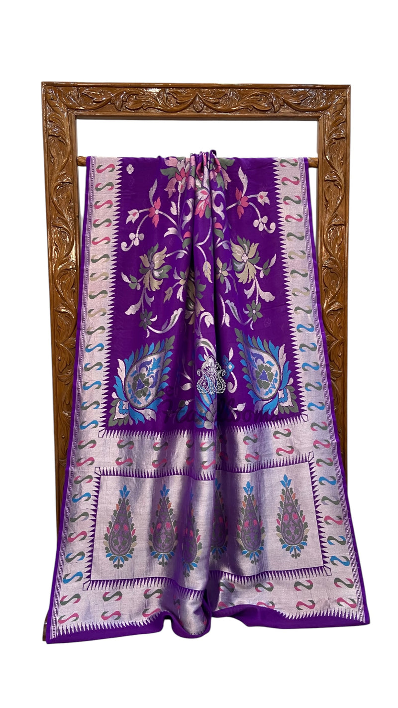 Pure Tussar Georgette Handloom Banarasi Saree With Meenakari
