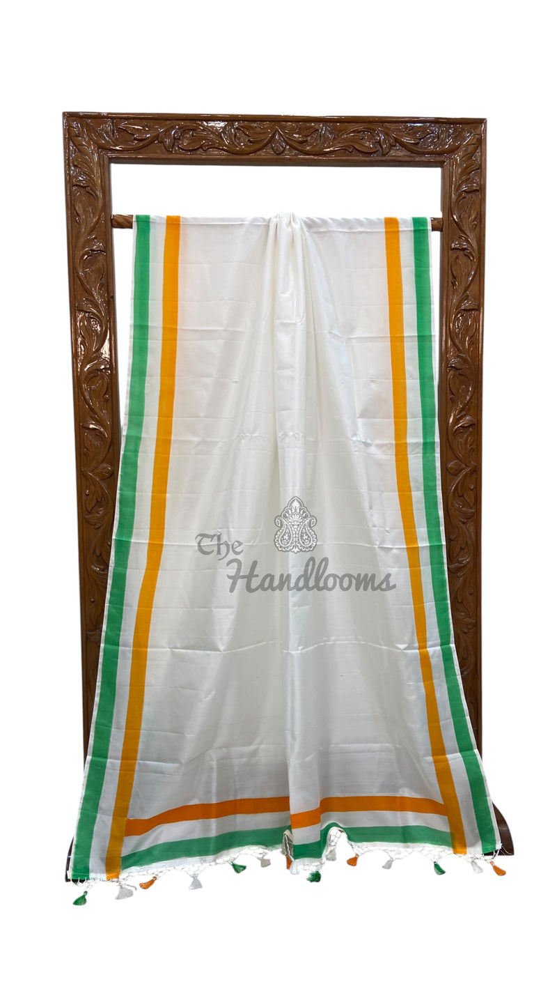 Tri Color Pure Katan Silk Banarasi Handloom Saree