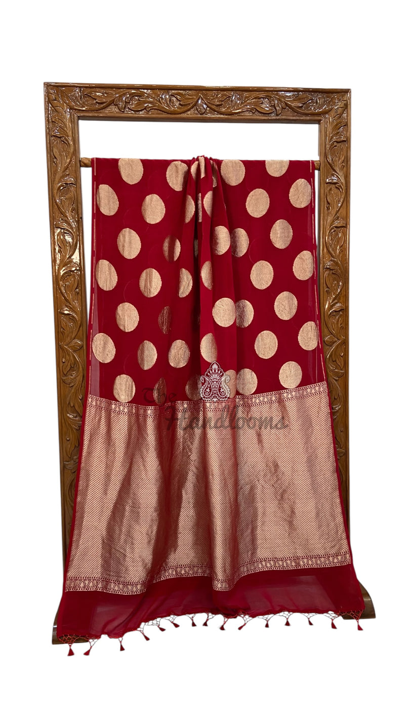 Pure Khaddi Georgette Handloom Banarasi Saree - Water Zari