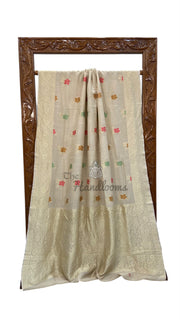 Pure Moonga Georgette Handloom Banarasi Saree With Meenakari - The Handlooms