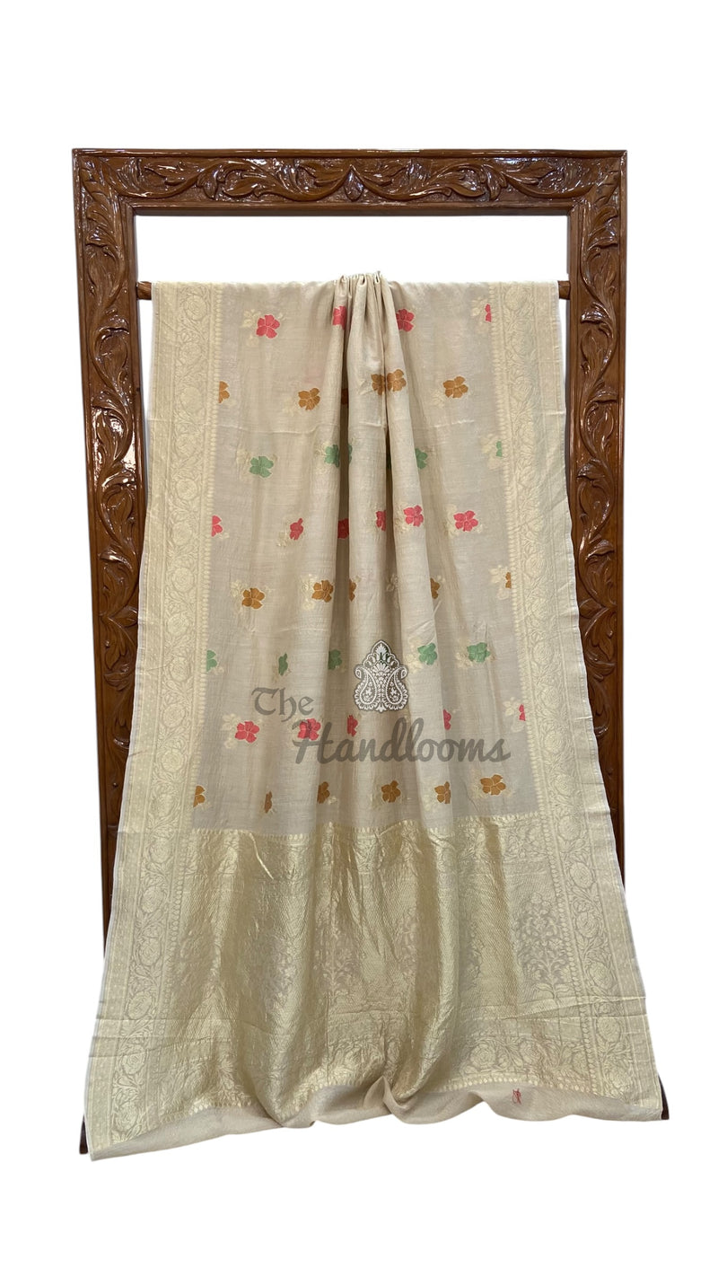 Pure Moonga Georgette Handloom Banarasi Saree With Meenakari - The Handlooms