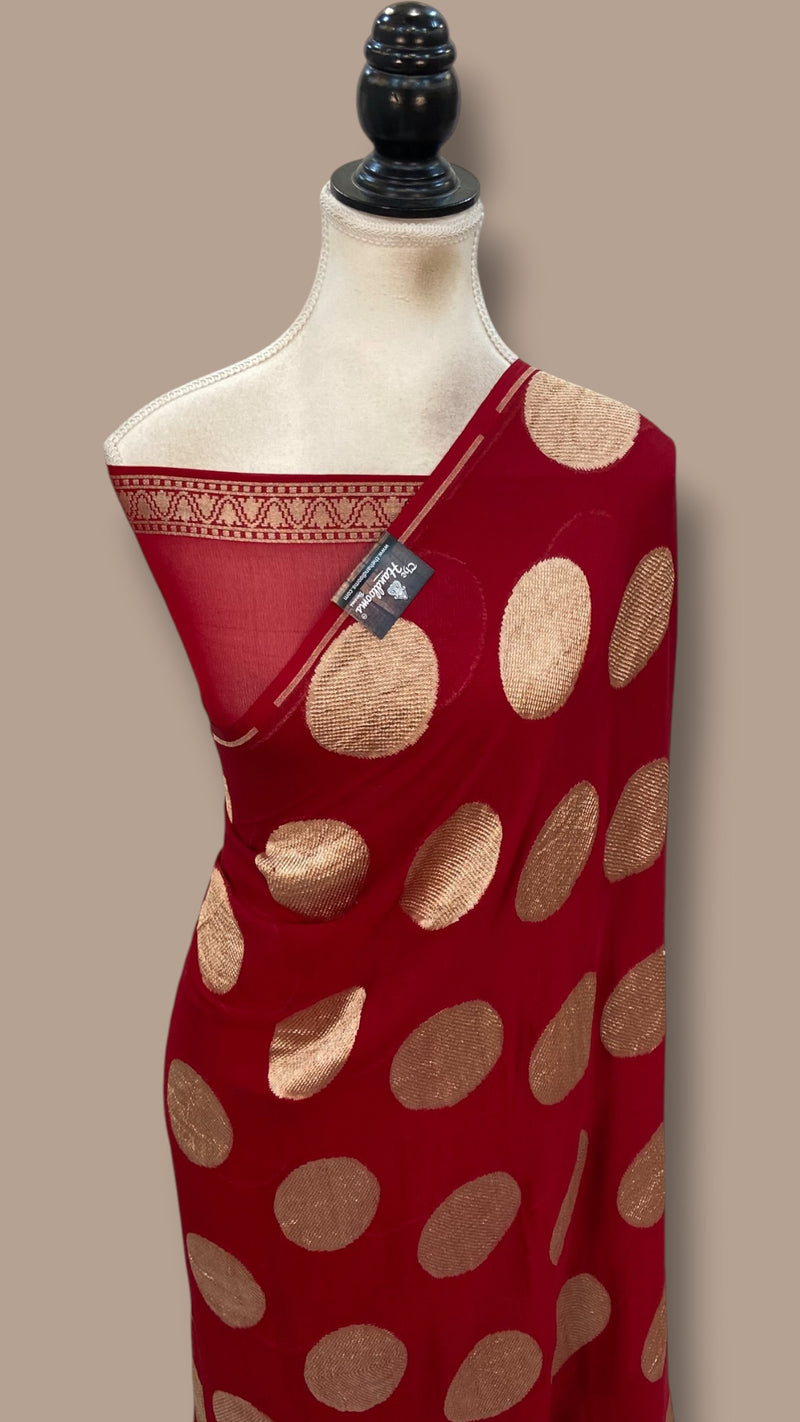 Pure Khaddi Georgette Handloom Banarasi Saree - Water Zari