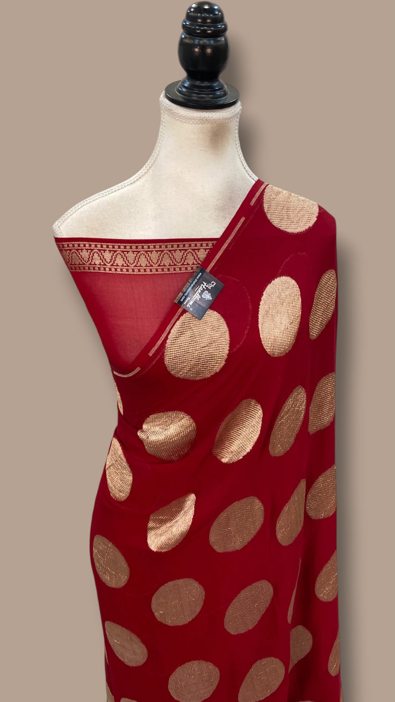 Pure Khaddi Georgette Handloom Banarasi Saree - Water Zari