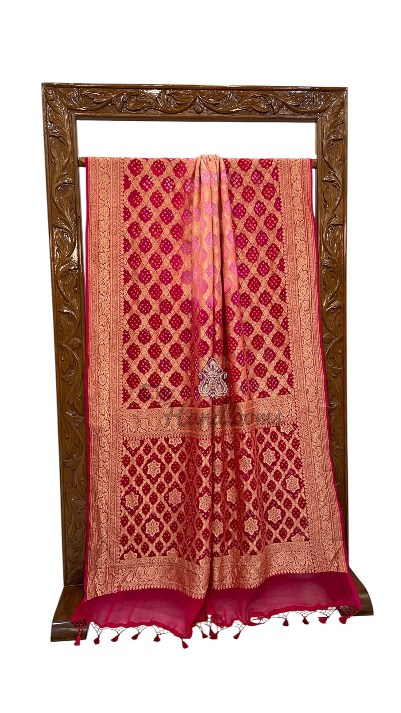 Pure Georgette Banarasi Bandhej Handloom Saree