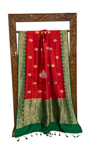 Pure Katan Silk Banarasi Handloom Saree - All Over Kadua Motifs - The Handlooms