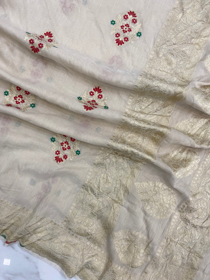 Pure Moonga Georgette Handloom Banarasi Dupatta - The Handlooms