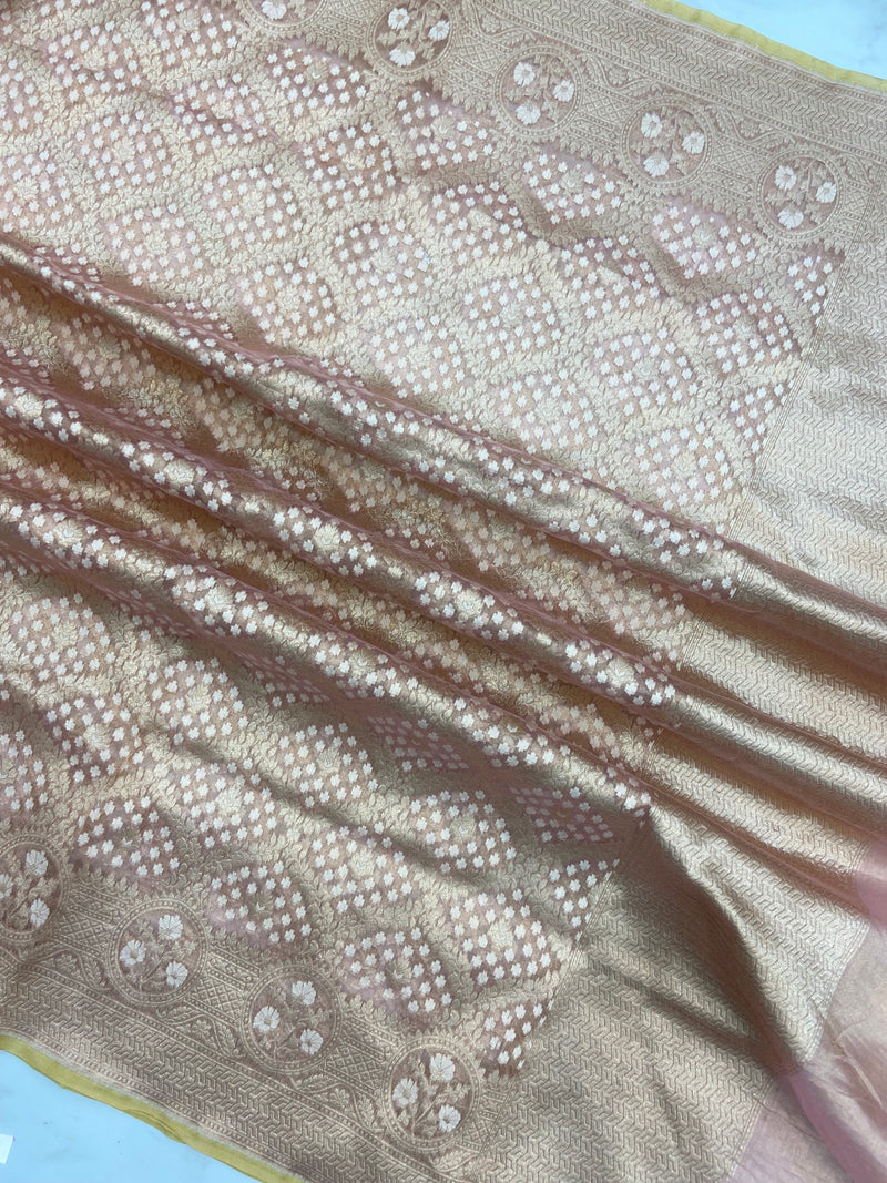 Pure Tissue Reshmi Zari Banarasi Brocade Handloom Dupatta - The Handlooms