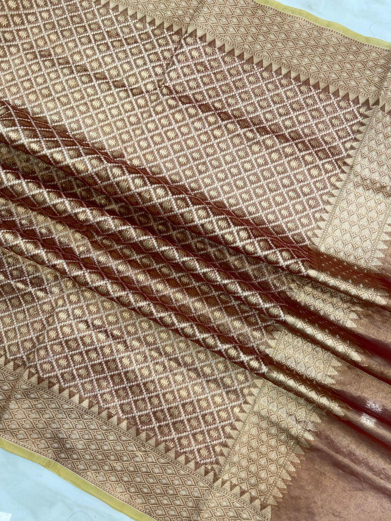 Pure Tissue Reshmi Zari Banarasi Brocade Handloom Dupatta - The Handlooms