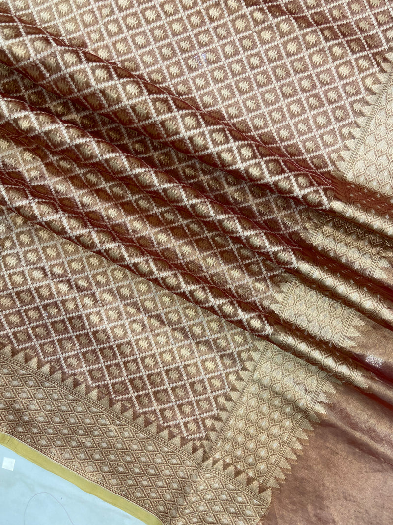 Pure Tissue Reshmi Zari Banarasi Brocade Handloom Dupatta - The Handlooms