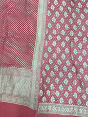 Peach Khaddi Georgette Banarasi Dress material Water Zari - The Handlooms