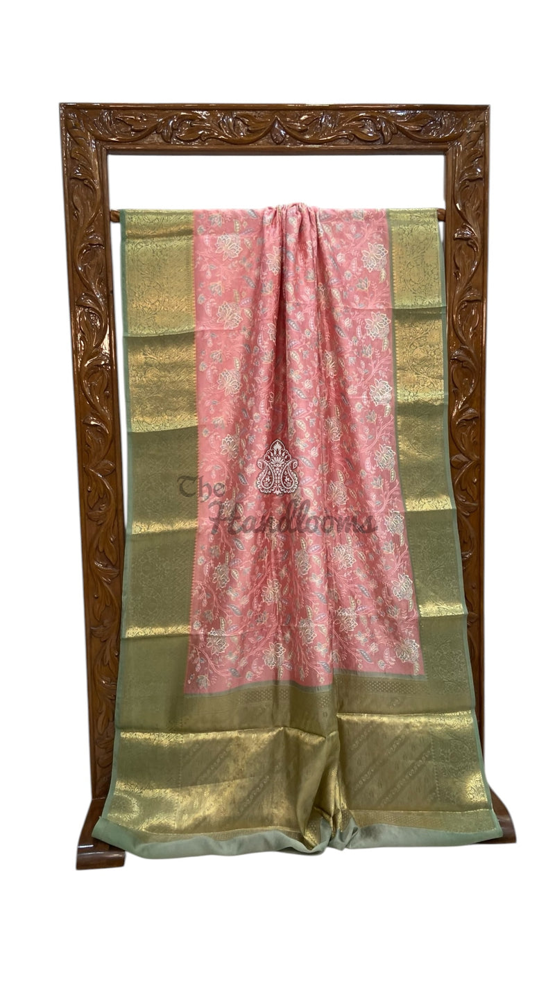 Pure Dupion Silk Handloom Banarasi Saree With Chikankari - The Handlooms
