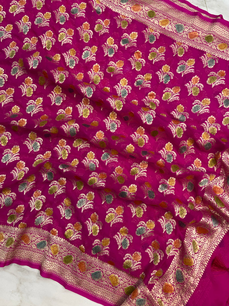 Khaddi Georgette Handloom Banarasi Dupatta - The Handlooms