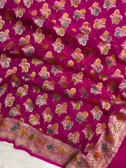 Khaddi Georgette Handloom Banarasi Dupatta - The Handlooms