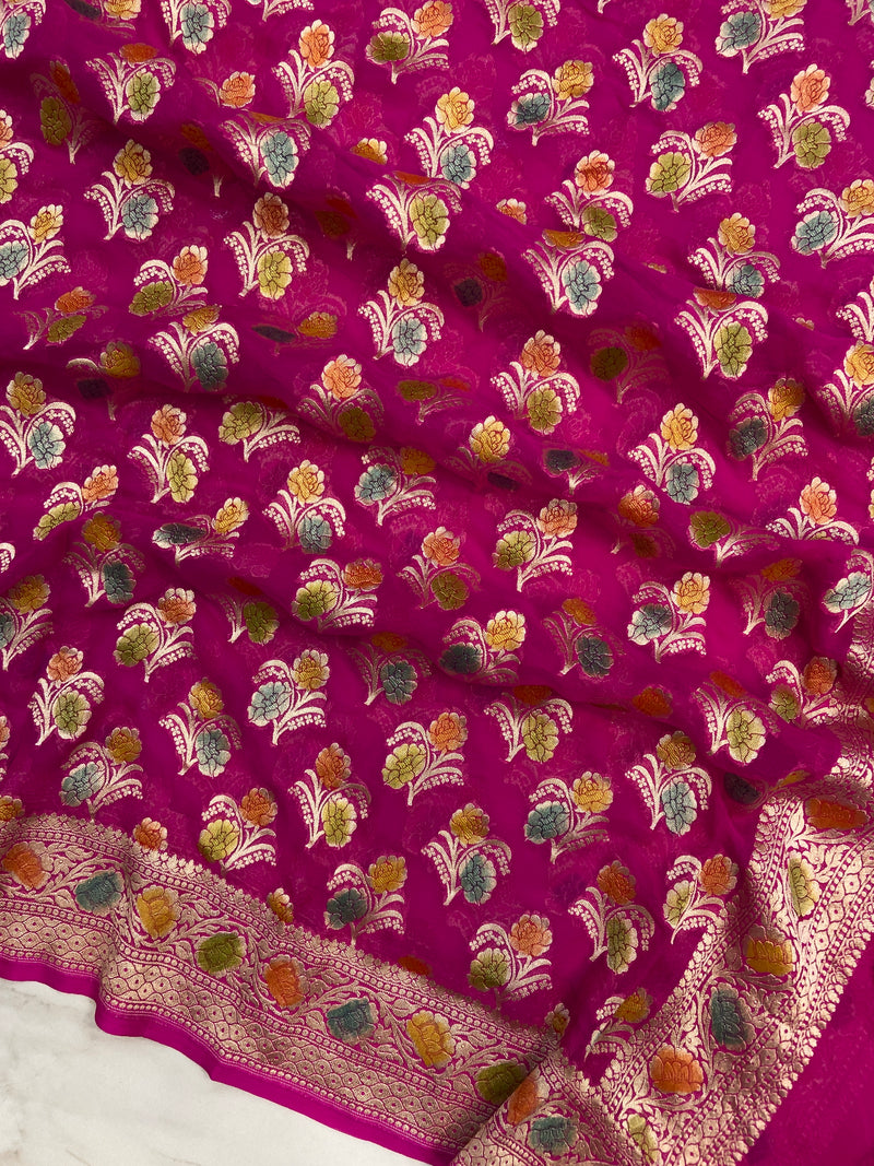 Khaddi Georgette Handloom Banarasi Dupatta - The Handlooms