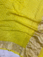 Yellow Pure Khaddi Georgette Dupatta - The Handlooms