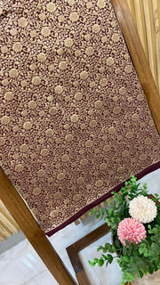 Pure Katan Silk Tanchui Brocade Handloom Banarasi Fabric - The Handlooms