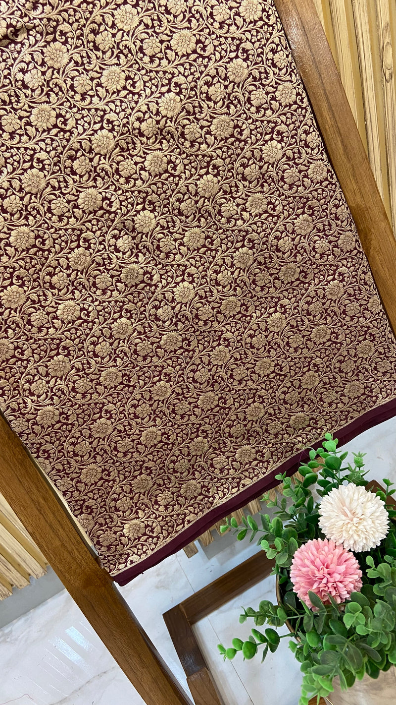 Pure Katan Silk Tanchui Brocade Handloom Banarasi Fabric - The Handlooms