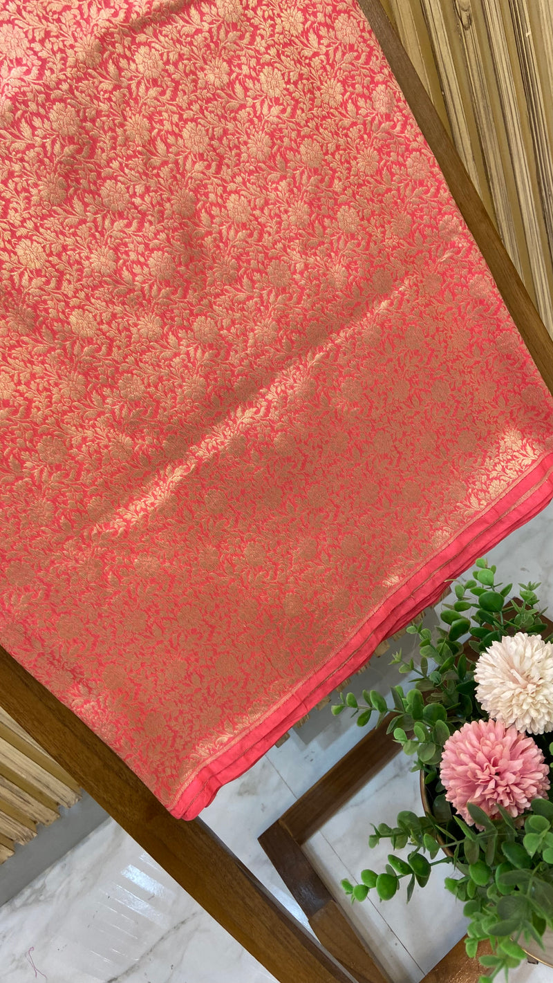Pure Katan Silk Tanchui Brocade Handloom Banarasi Fabric - The Handlooms