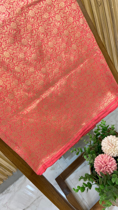 Pure Katan Silk Tanchui Brocade Handloom Banarasi Fabric