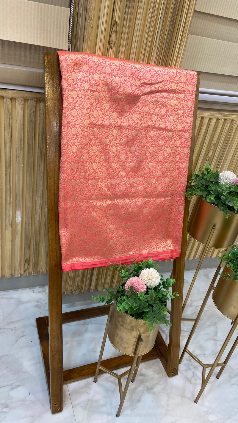 Pure Katan Silk Tanchui Brocade Handloom Banarasi Fabric - The Handlooms
