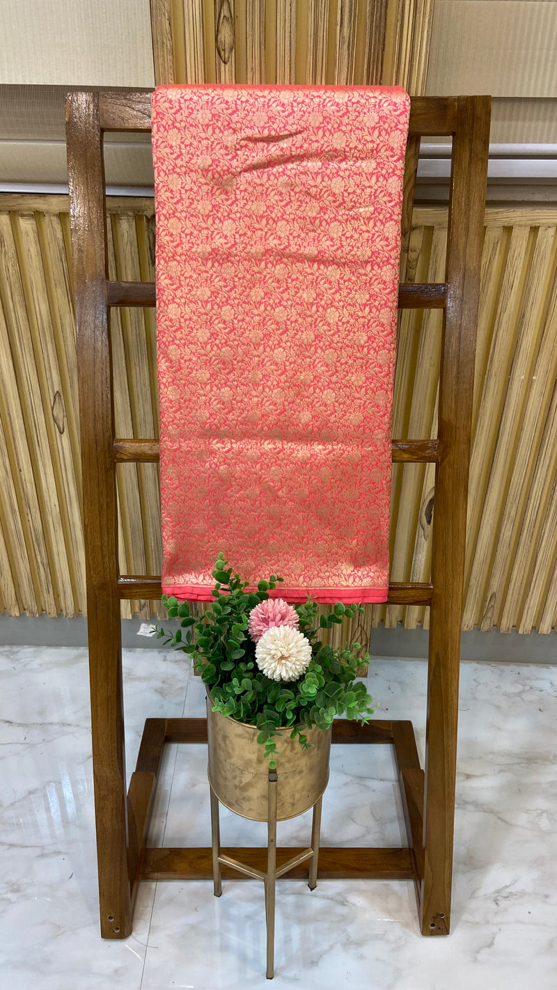 Pure Katan Silk Tanchui Brocade Handloom Banarasi Fabric - The Handlooms