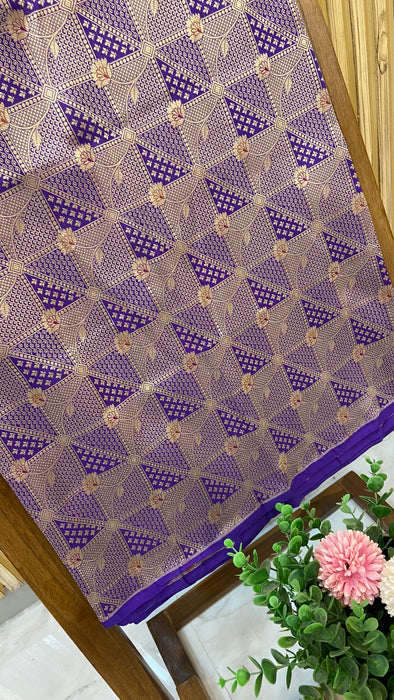 Pure Katan Silk Tanchui Brocade Handloom Banarasi Fabric