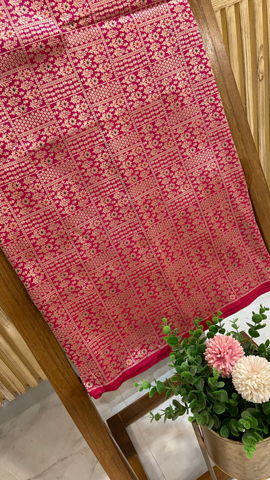 Pure Katan Silk Tanchui Brocade Handloom Banarasi Fabric