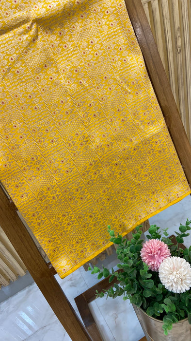 Pure Katan Silk Tanchui Brocade Handloom Banarasi Fabric