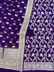 Khaddi Georgette Banarasi Dress material Water Zari - The Handlooms