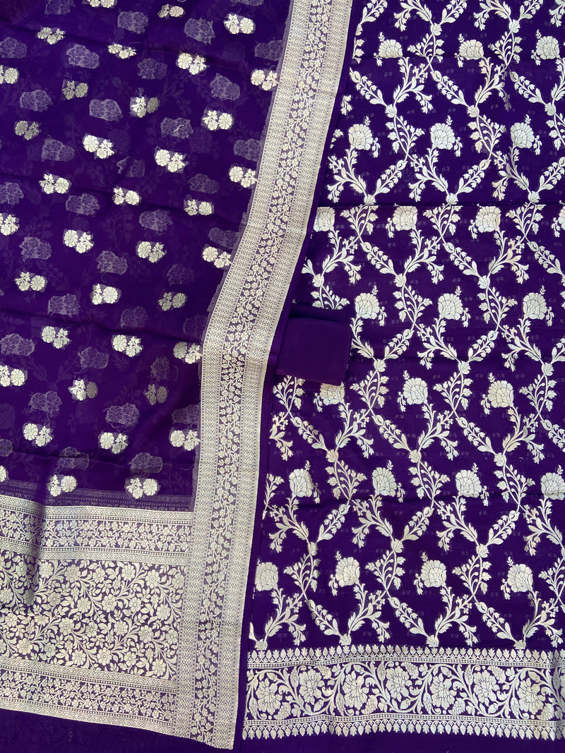 Khaddi Georgette Banarasi Dress material Water Zari - The Handlooms