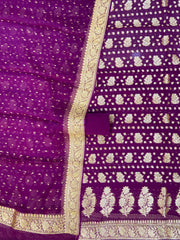 Khaddi Georgette Banarasi Dress material Gold Zari - The Handlooms