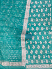 Khaddi Georgette Banarasi Dress material Silver Zari - The Handlooms