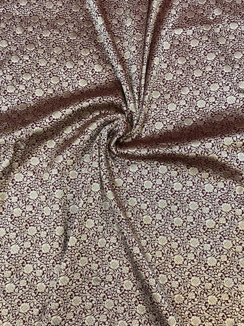 Pure Katan Silk Tanchui Brocade Handloom Banarasi Fabric - The Handlooms