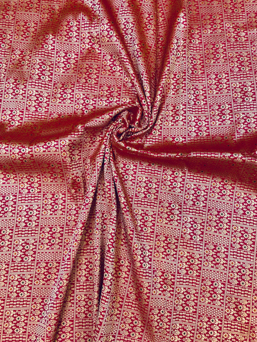 Pure Katan Silk Tanchui Brocade Handloom Banarasi Fabric