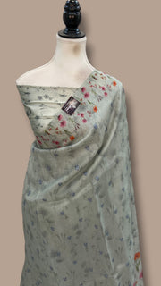 Pure Organza Digital Print with Chikankari Handloom Banarasi Saree - The Handlooms