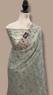 Pure Organza Digital Print with Chikankari Handloom Banarasi Saree - The Handlooms