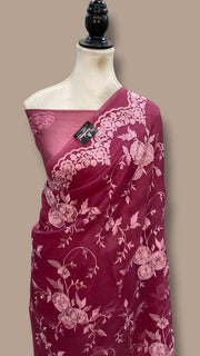 Pure Organza Chikankari Handloom Banarasi Saree - The Handlooms