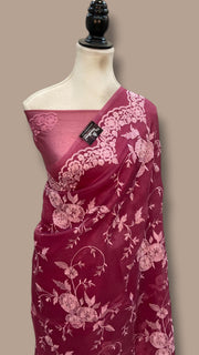 Pure Organza Chikankari Handloom Banarasi Saree - The Handlooms